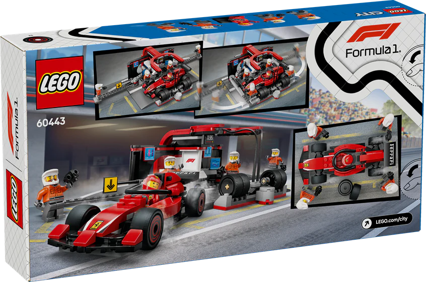 LEGO 60443 City F1 Pit Stop & Pit Crew with Ferrari Car
