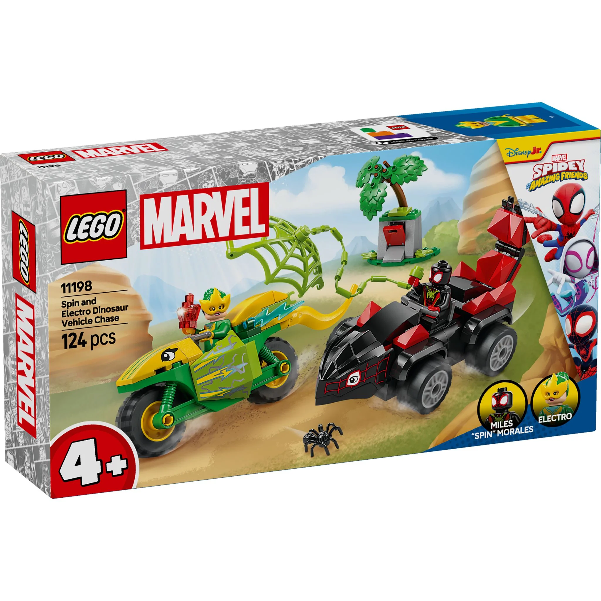LEGO 11198 Marvel Spidey and His Amazing Friends Spin and Electro Dinosaur Vehicle Chase