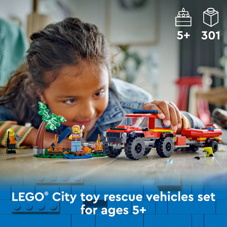 LEGO 60412 City 4X4 Fire Truck With Rescue Boat