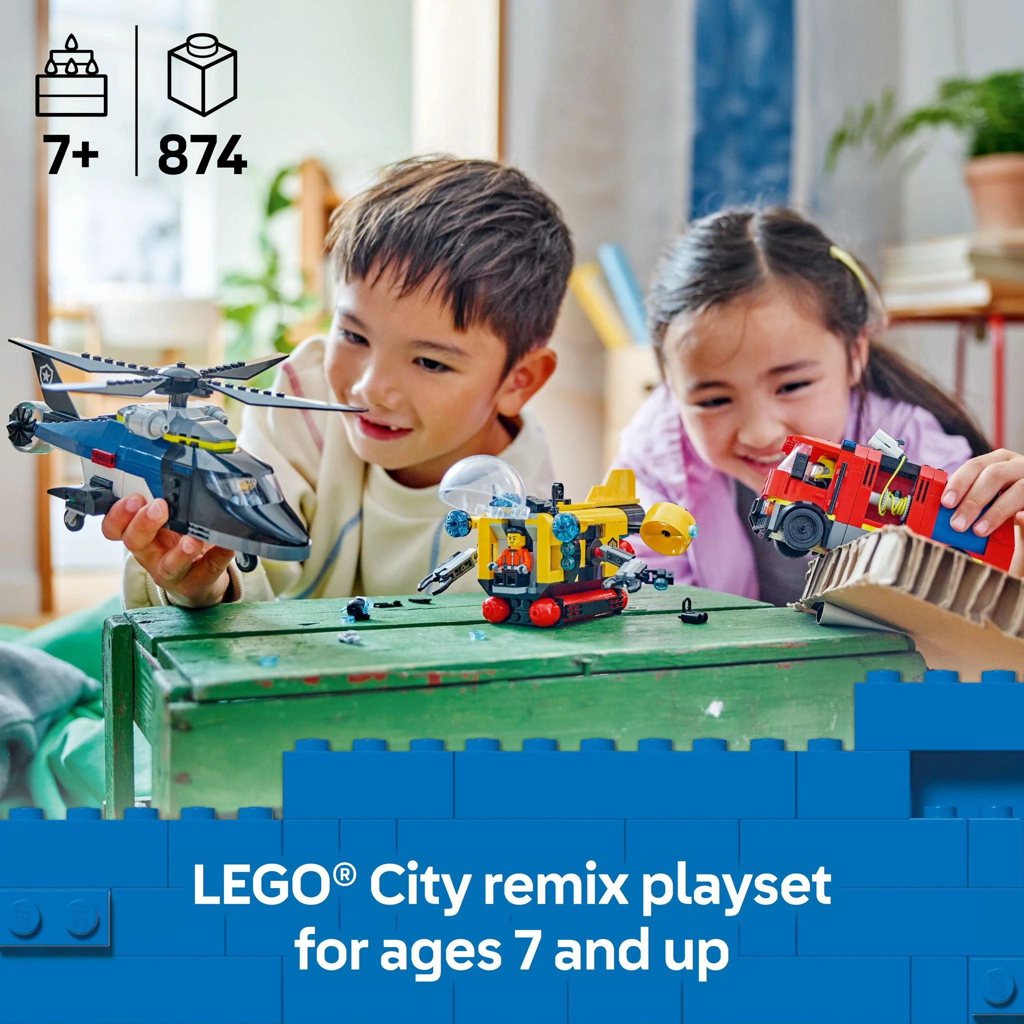 LEGO 60462 City Helicopter, Fire Truck & Submarine Remix