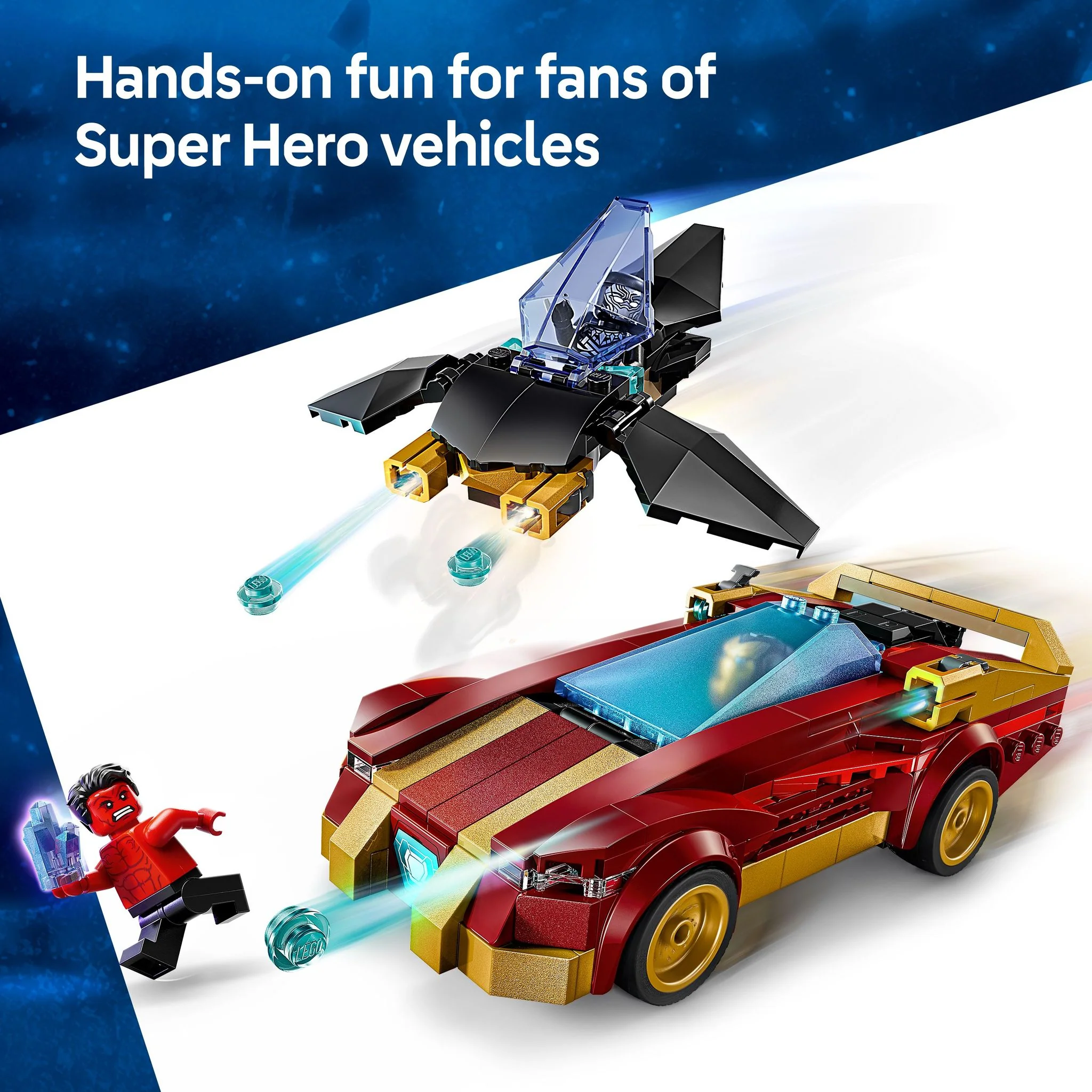 LEGO 76310 Marvel Super Heroes Iron Man Car & Black Panther vs. Red Hulk