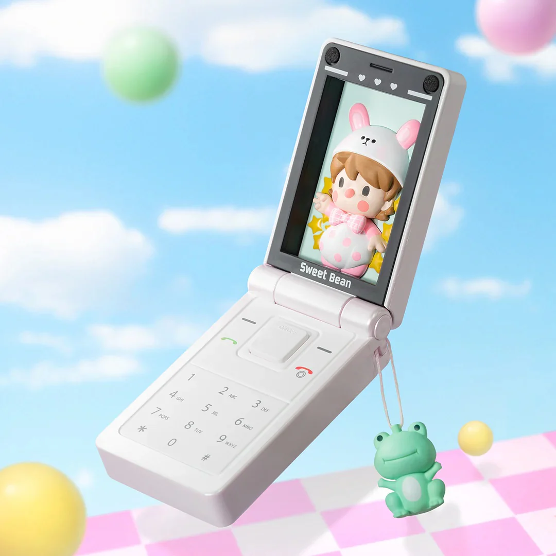 POP MART Sweet Bean Pearl White Flip Phone Figure