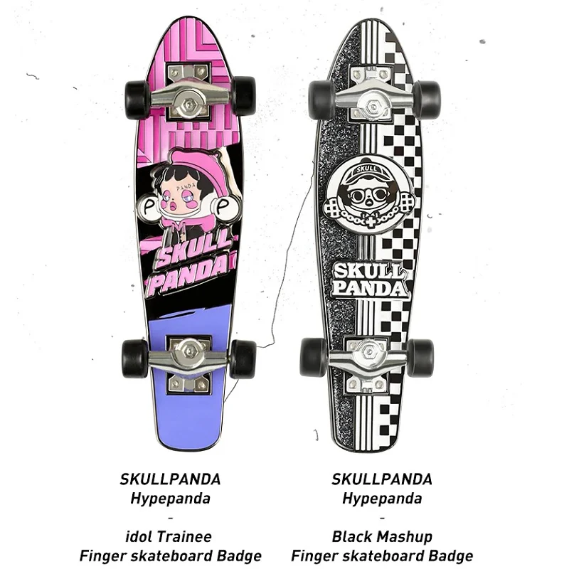 POP MART SKULLPANDA Hypepanda Black Mashup Finger Skateboard Badge