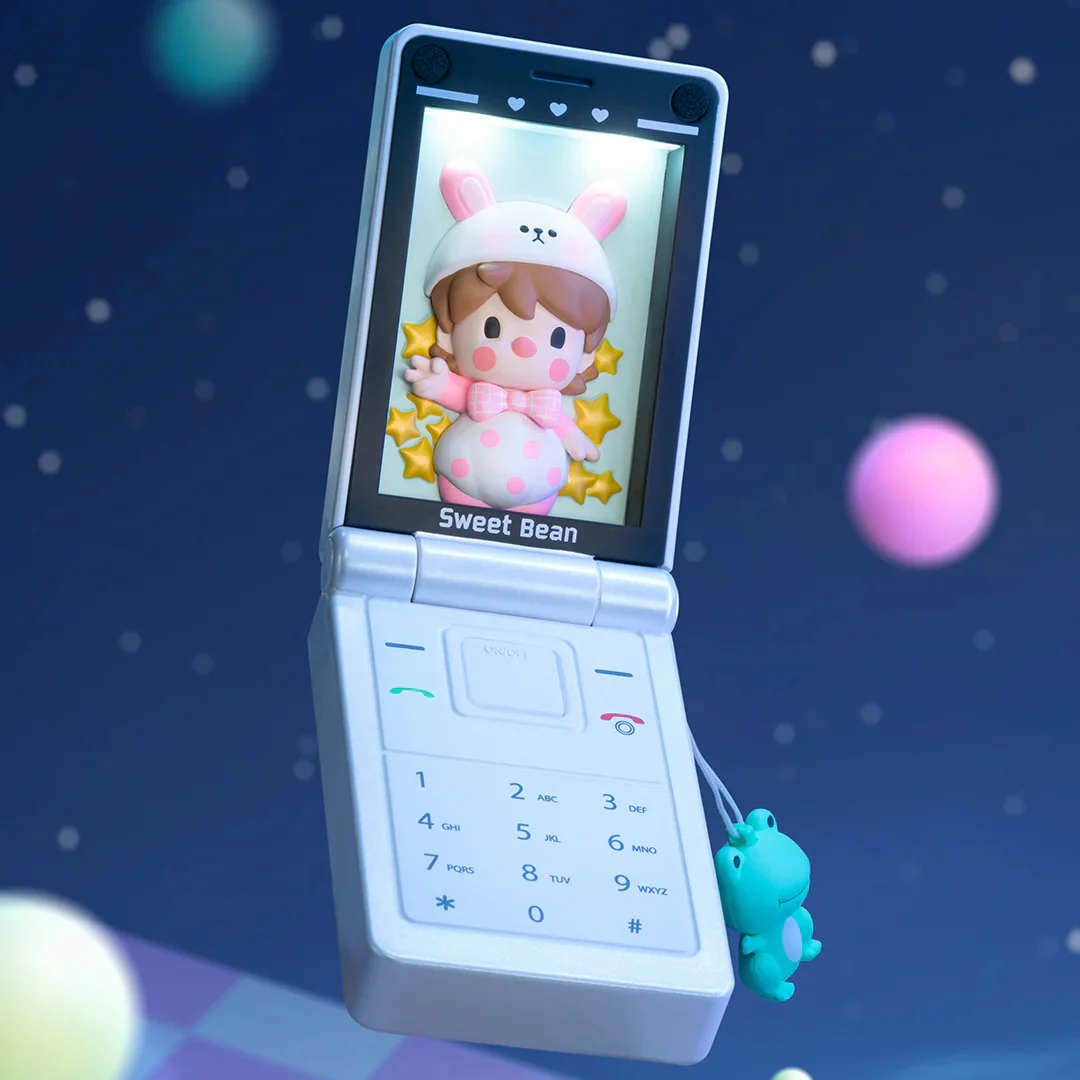 POP MART Sweet Bean Pearl White Flip Phone Figure