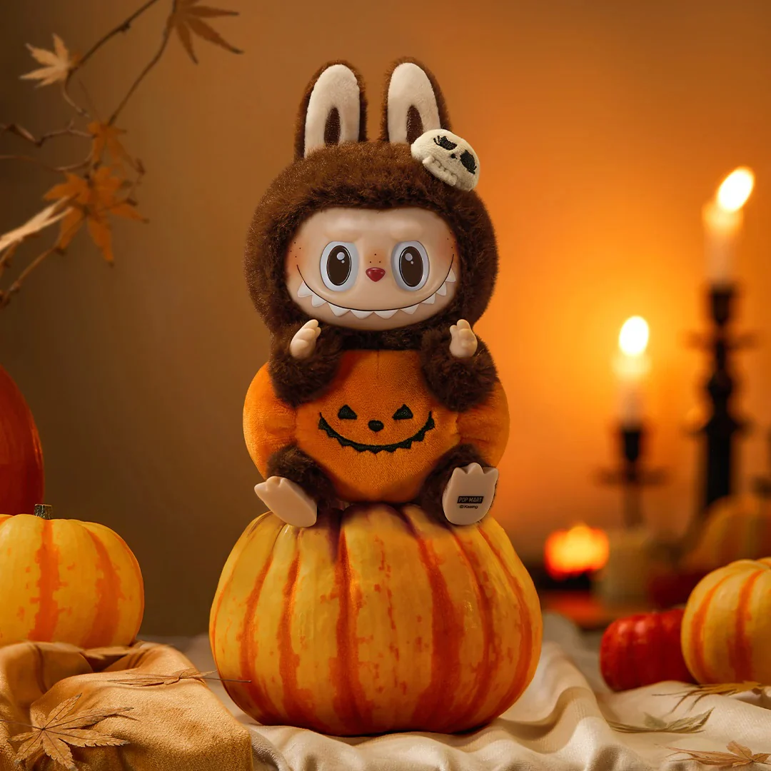 POP MART THE MONSTERS LABUBU Happy Halloween Party Series - Sitting Pumpkin Vinyl Plush Pendant