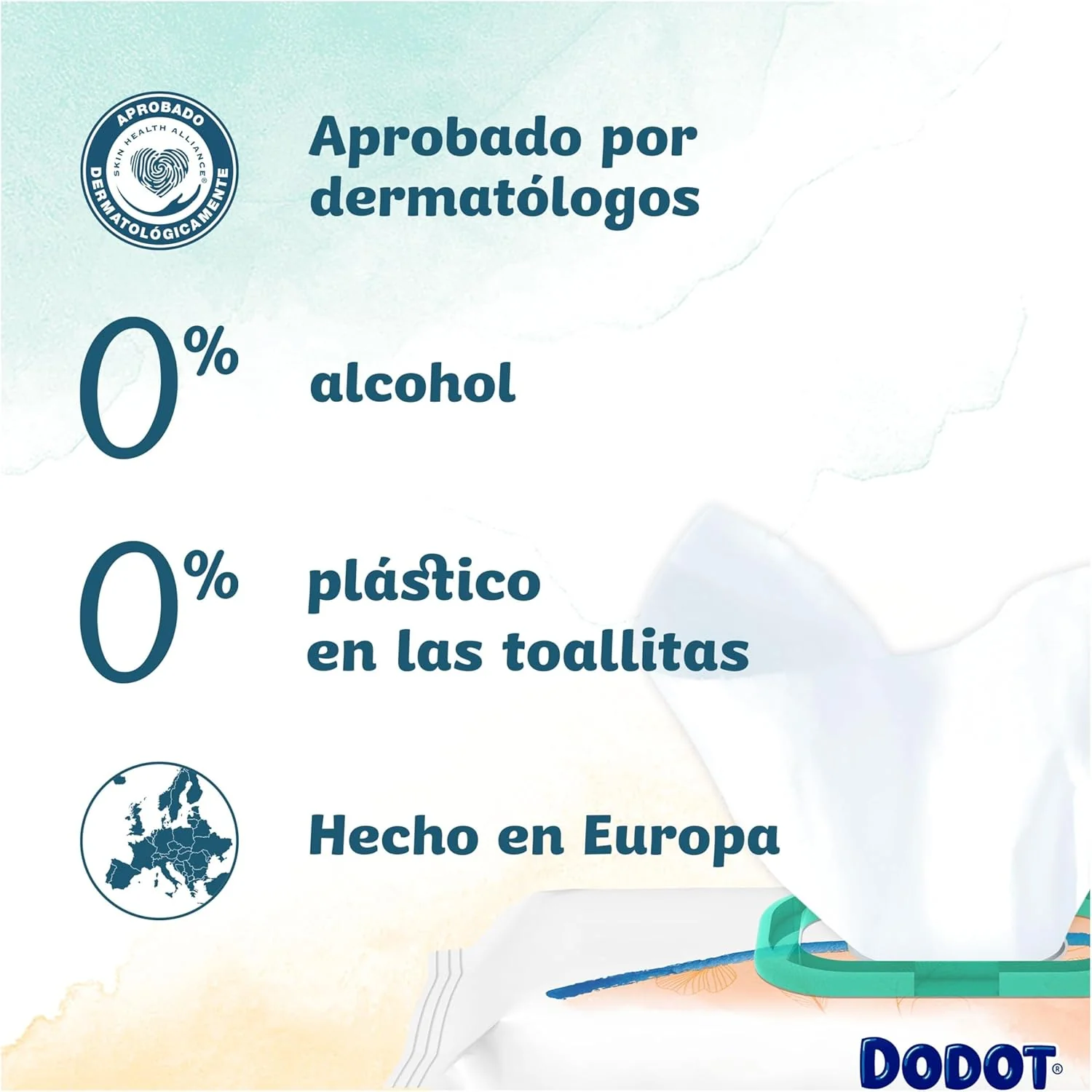 Dodot Toallitas Pure Cuida & Protege Para Bebé, 792 Toallitas (18 Packs De 44 Unidades), Ayuda a restaurar el pH natural de la piel, 99 Agua, Sin plástico
