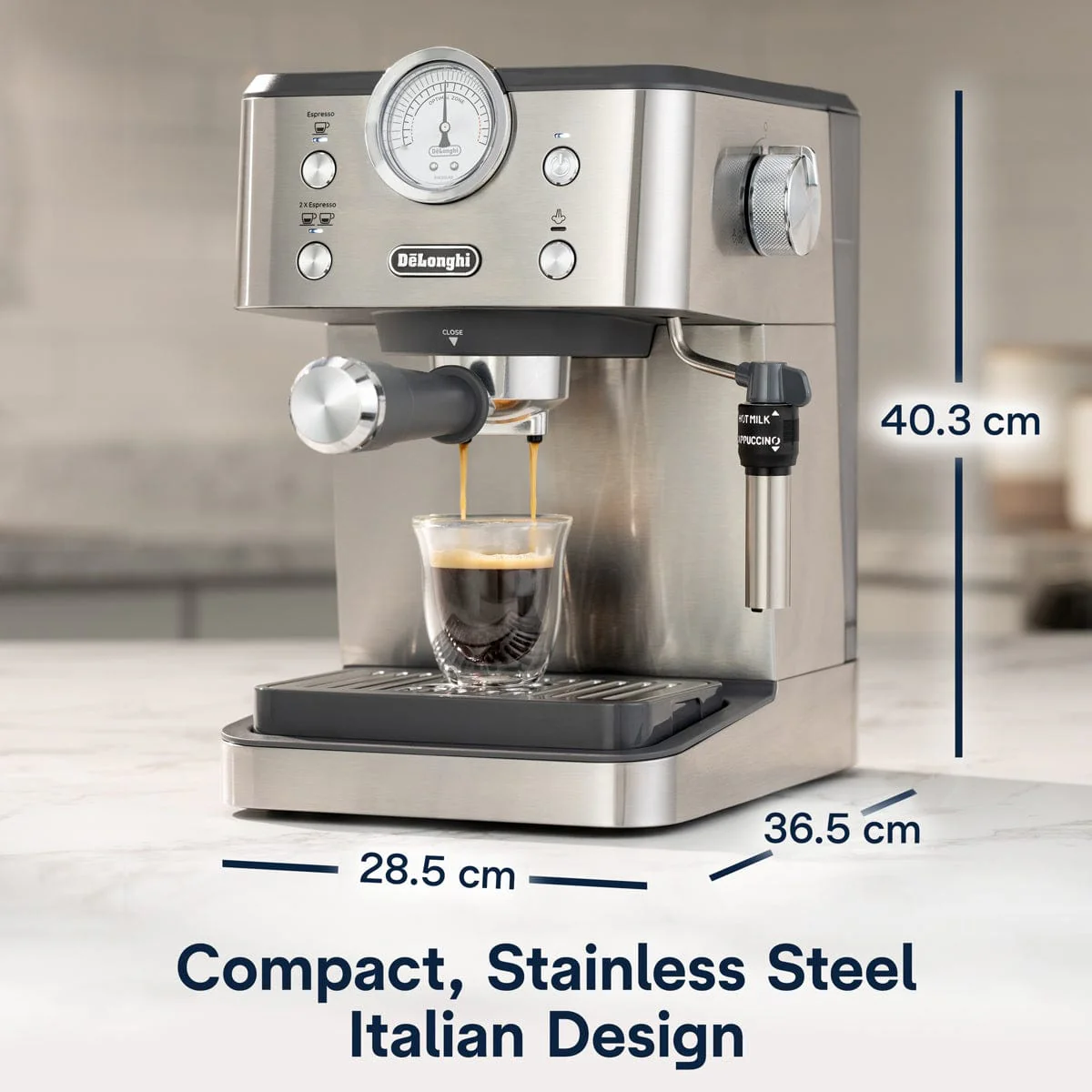 DeLonghi Linea Classic Espresso Machine EM450M (Stainless Steel)