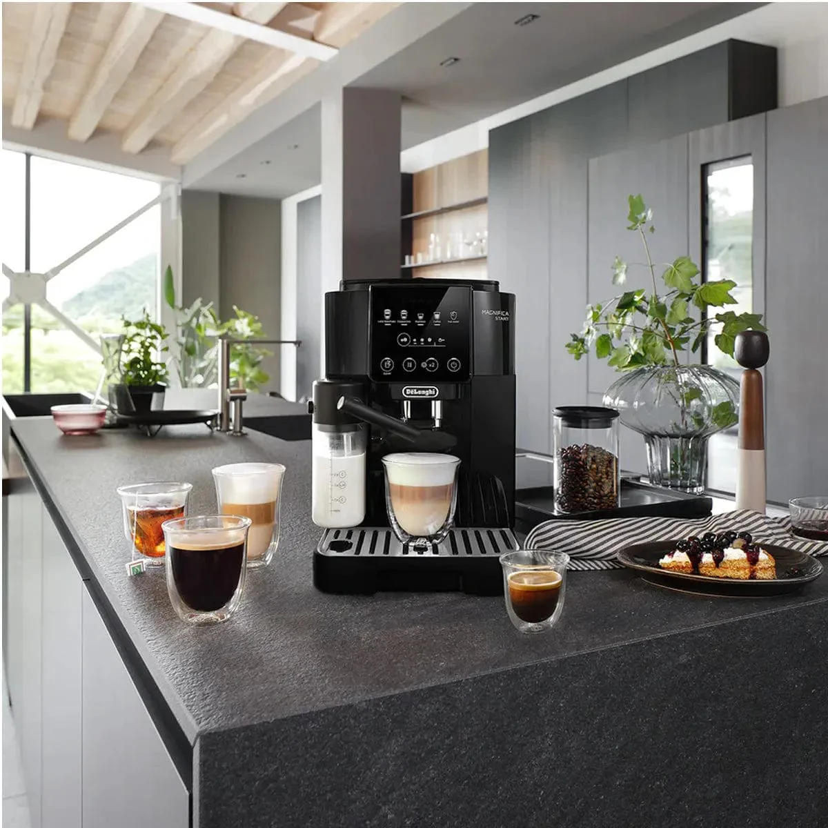 DeLonghi Magnifica Start Super Automatic Espresso Machine with LatteCrema System ECAM22080B (Black)