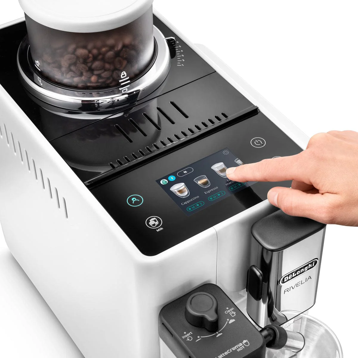 DeLonghi Rivelia Super Automatic Espresso Machine EXAM44055W (Arctic White)
