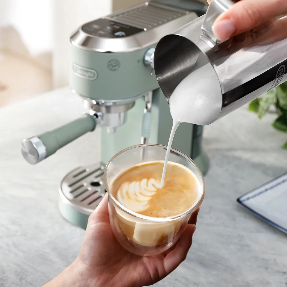 DeLonghi Dedica Duo Espresso Machine with Cold Brew EC890GR (Pistachio)