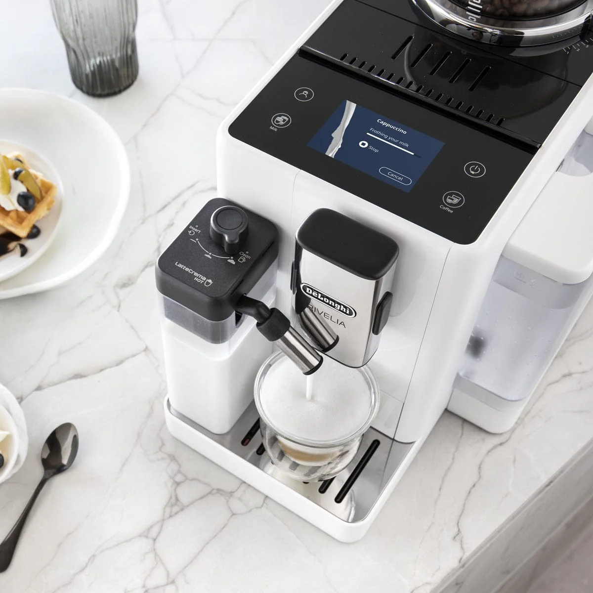 DeLonghi Rivelia Super Automatic Espresso Machine EXAM44055W (Arctic White)