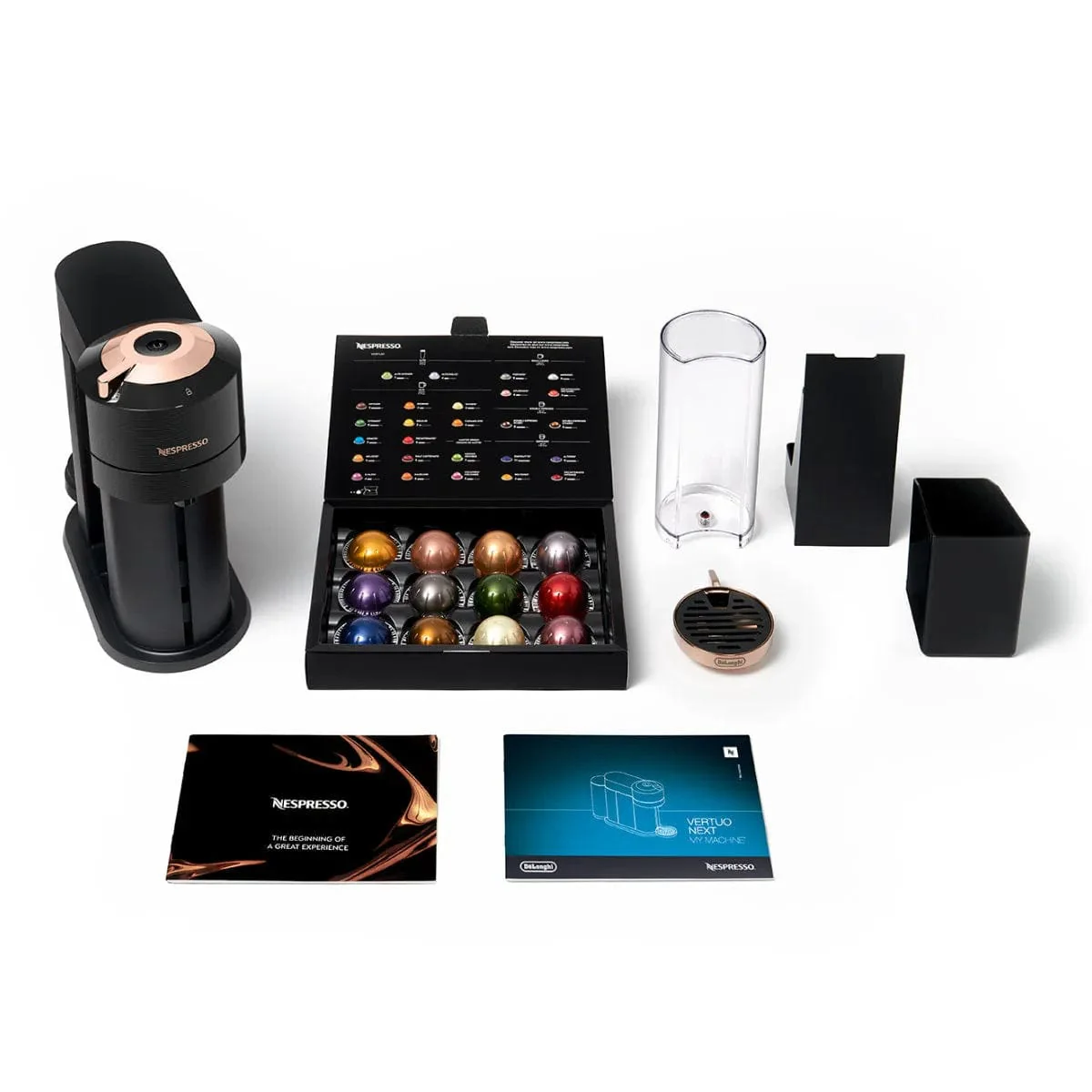 Nespresso Vertuo Next Premium Coffee and Espresso Machine with Aeroccino by De'Longhi ENV120BAE (Black with Rose Gold)