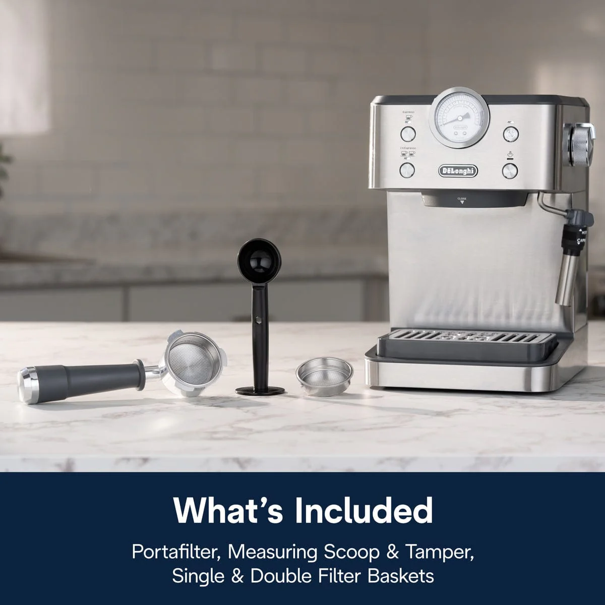 DeLonghi Linea Classic Espresso Machine EM450M (Stainless Steel)
