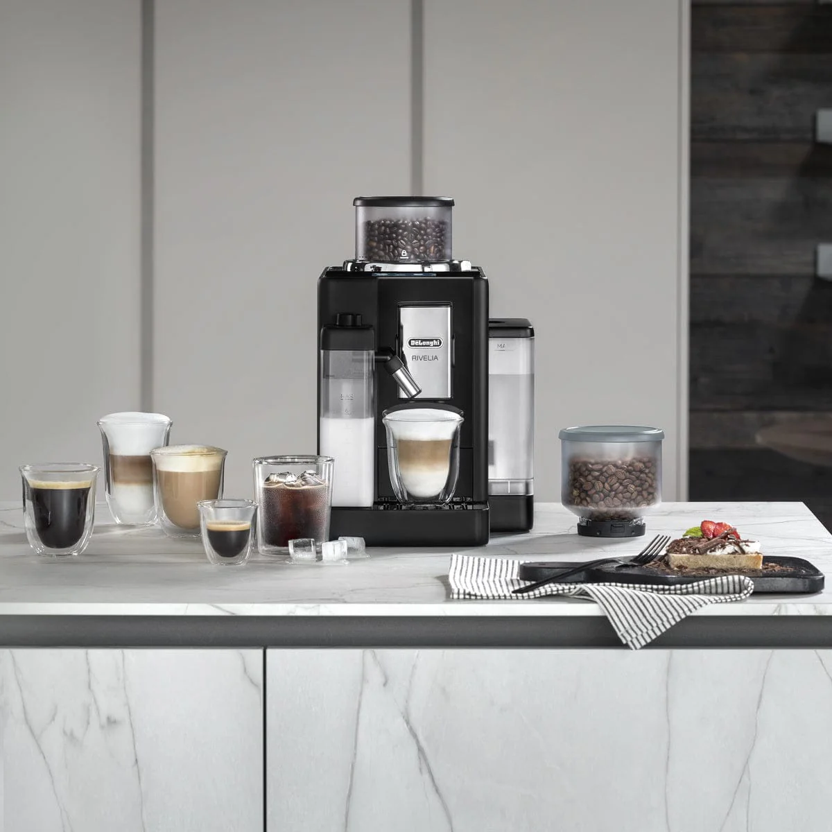 DeLonghi Rivelia Super Automatic Espresso Machine EXAM44055B (Onyx Black)