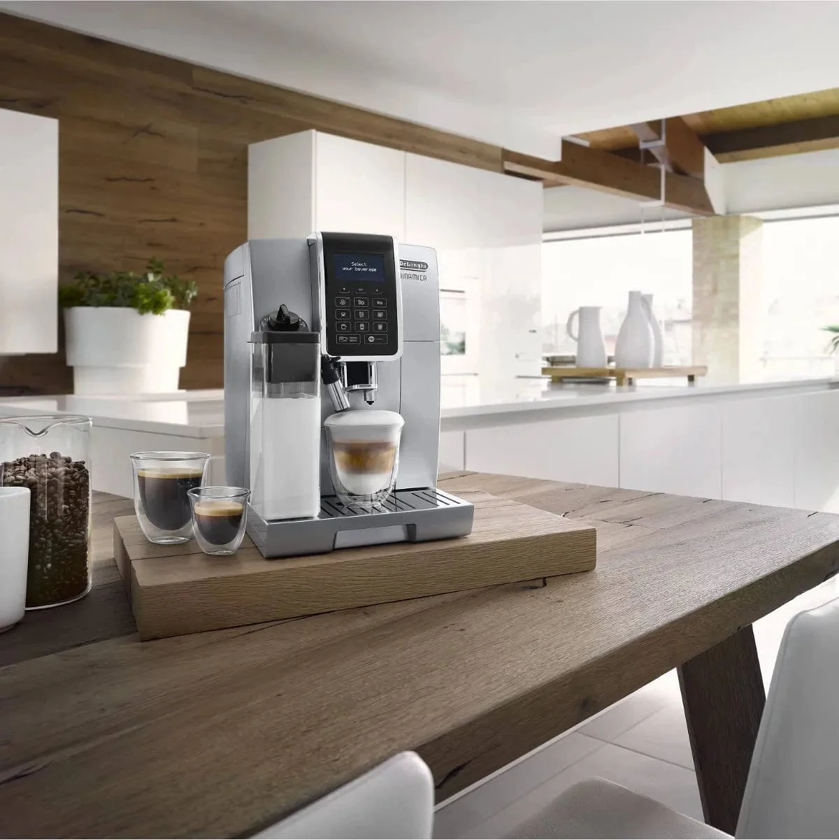 DeLonghi Dinamica LatteCrema Super Automatic Espresso & Cappuccino Machine ECAM35075SI (Silver)