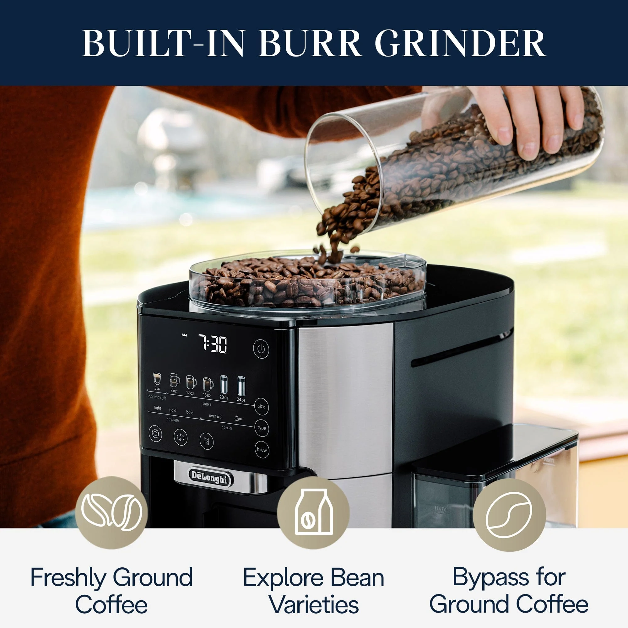 DeLonghi TrueBrew Fully Automatic Drip Coffee Machine CAM51025MB (Stainless Steel)