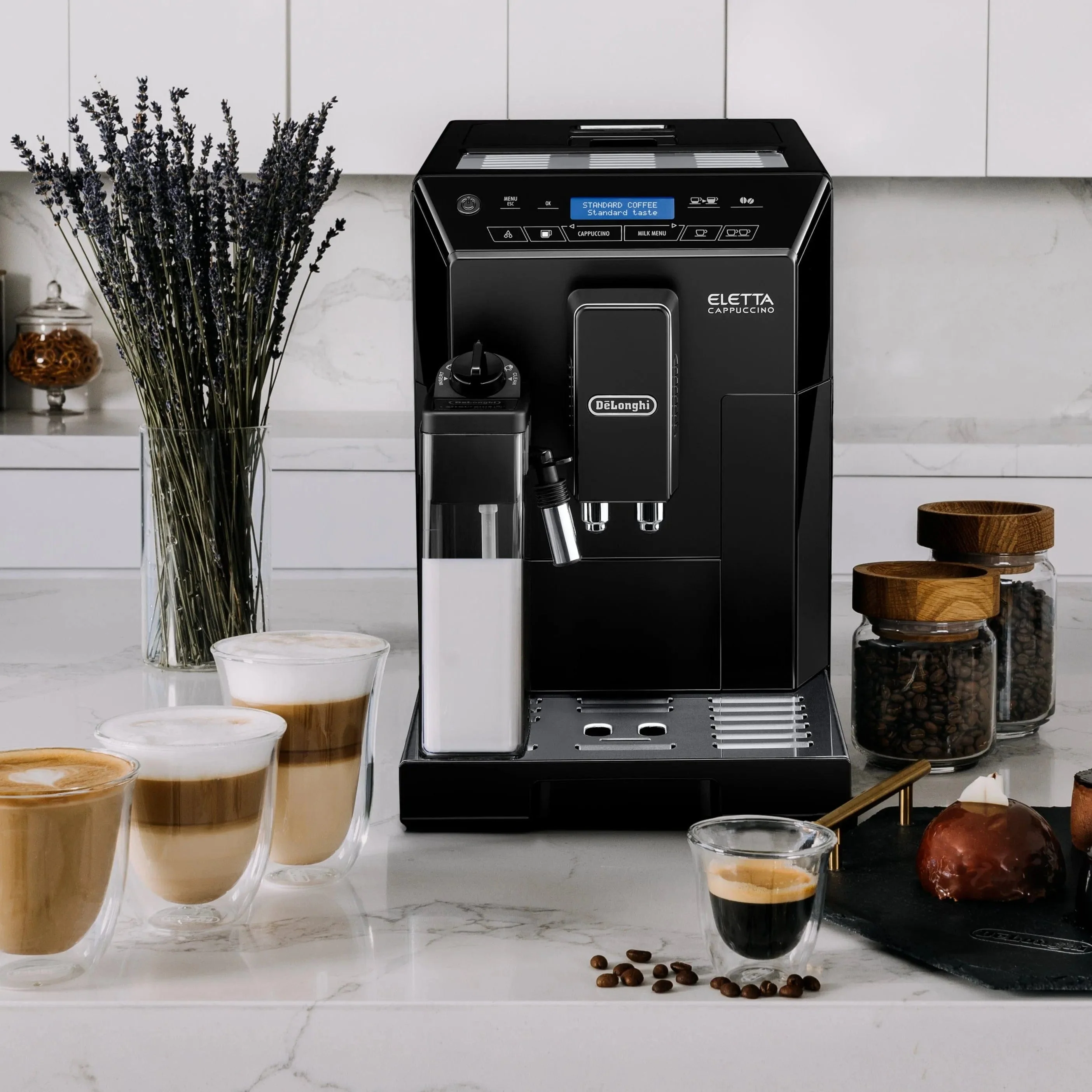 DeLonghi Eletta Cappuccino Super Automatic Espresso Machine ECAM44660B (Black) - REFURBISHED