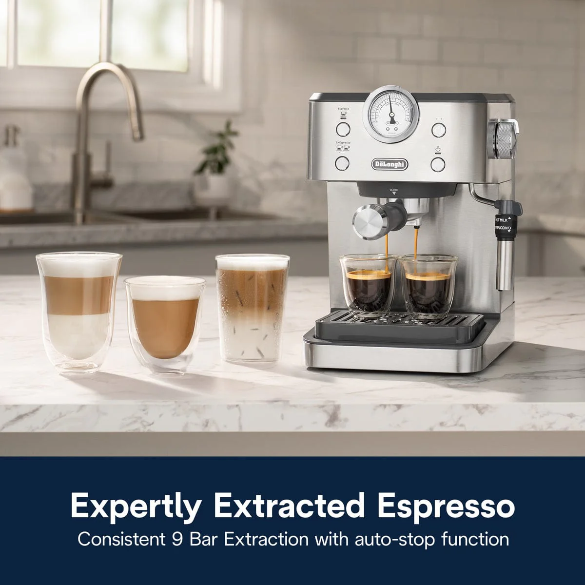 DeLonghi Linea Classic Espresso Machine EM450M (Stainless Steel)