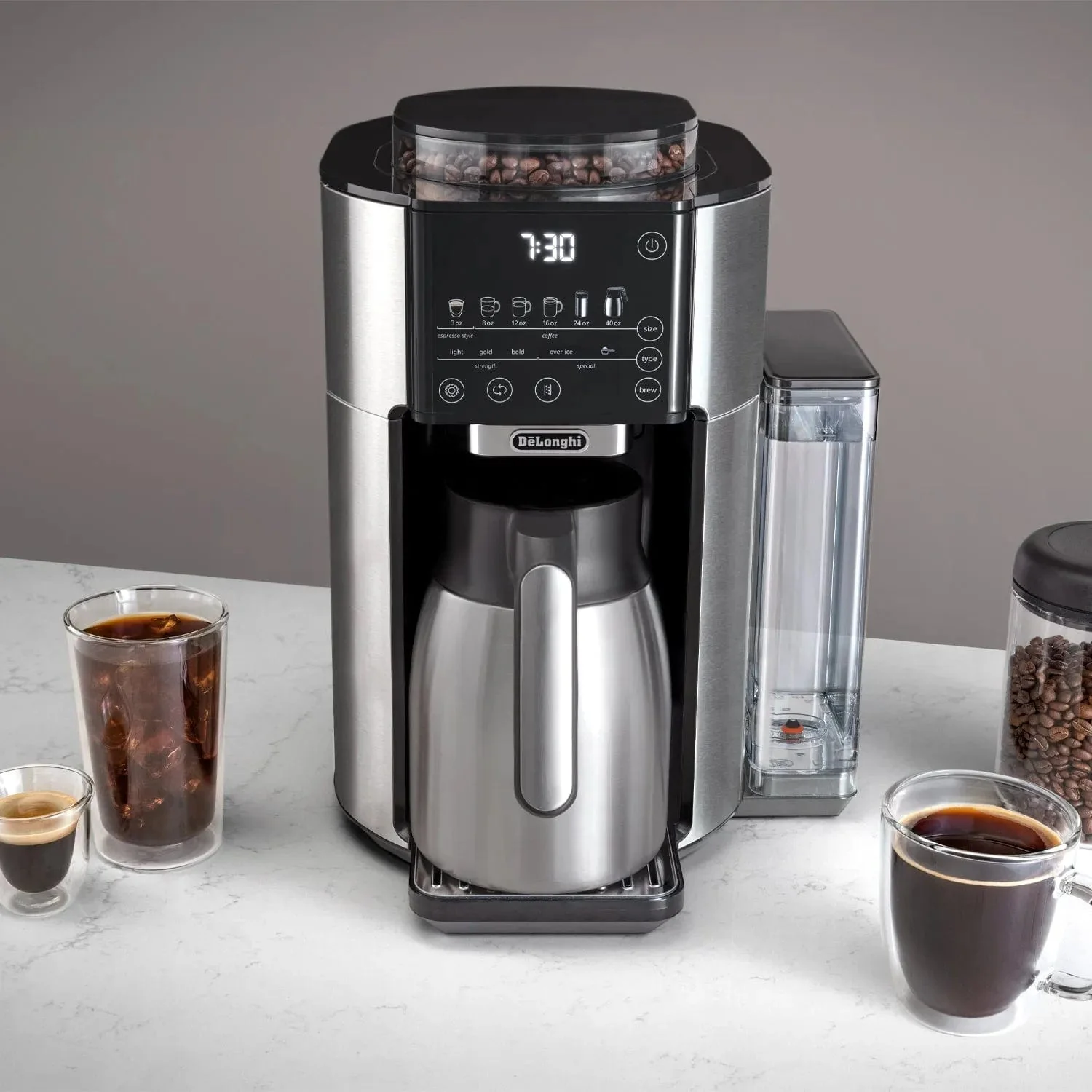 DeLonghi TrueBrew Fully Automatic Drip Coffee Machine CAM51035M (Stainless Steel with Thermal Carafe)