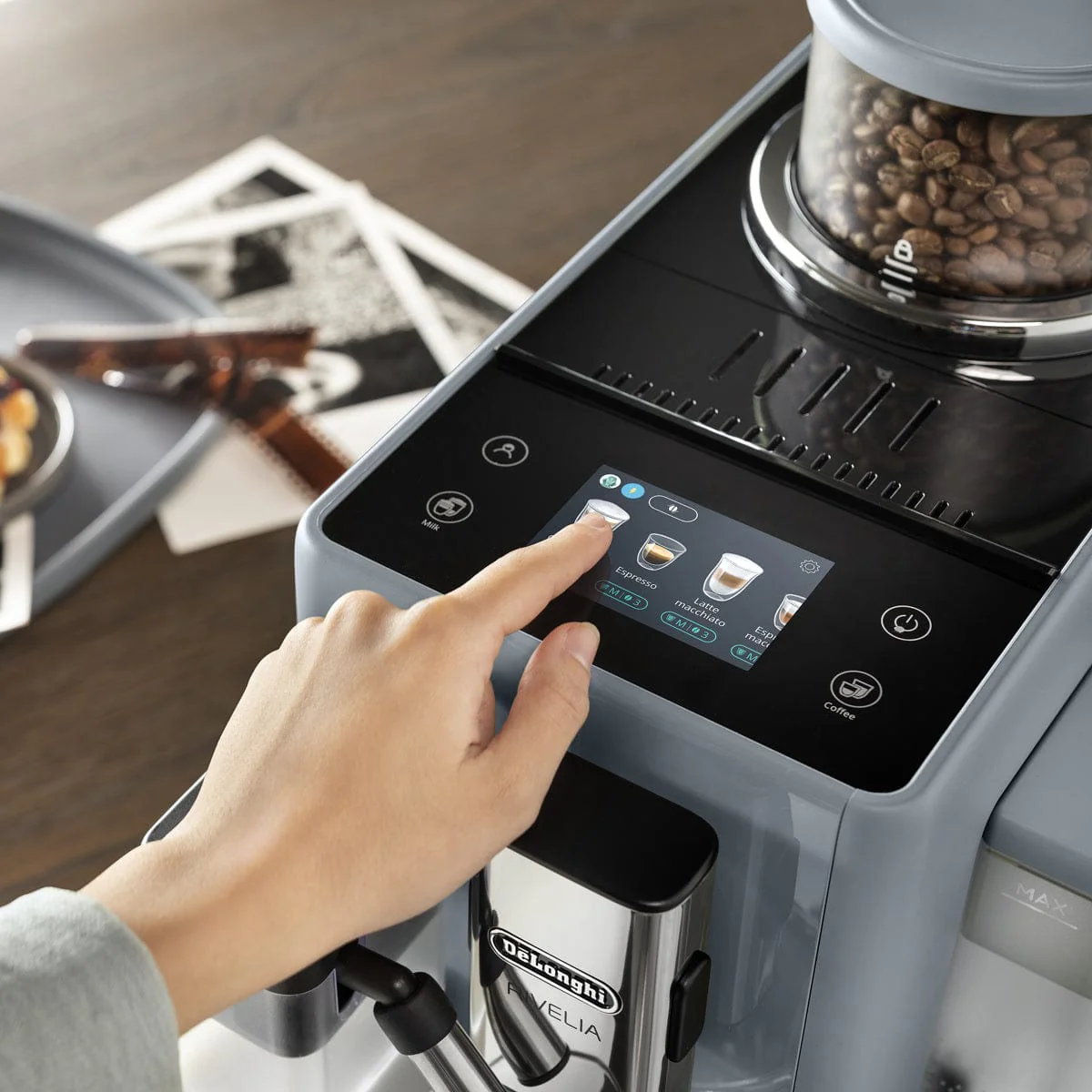 DeLonghi Rivelia Super Automatic Espresso Machine EXAM44055G (Pebble Grey)