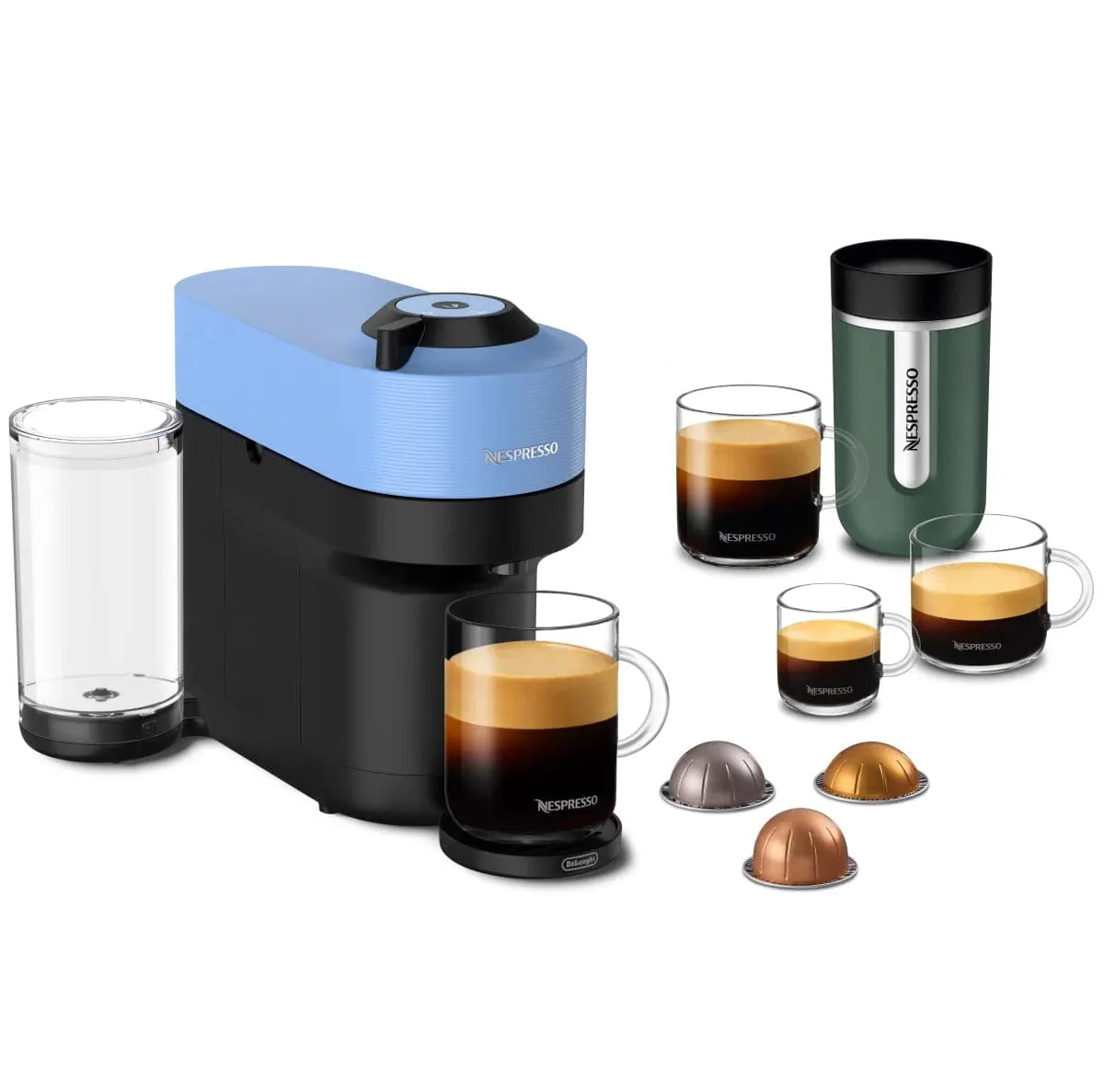 Nespresso Vertuo Pop+ Coffee and Espresso Machine with Aeroccino by De'Longhi ENV92AAE (Pacific Blue)