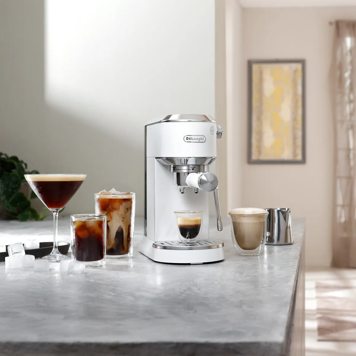DeLonghi Dedica Duo Espresso Machine with Cold Brew EC890WI (Vanilla)