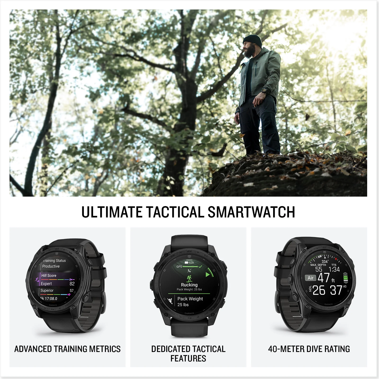 Garmin Tactix 8 Tactical GPS Smartwatch – AMOLED & Solar Editions with Ballistics, Military-Grade Durability, Multi-GNSS