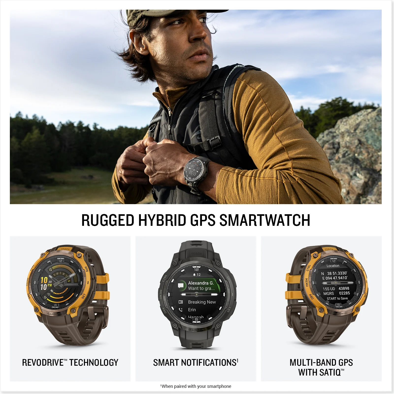 Garmin Instinct Crossover AMOLED Rugged Hybrid GPS Smartwatch