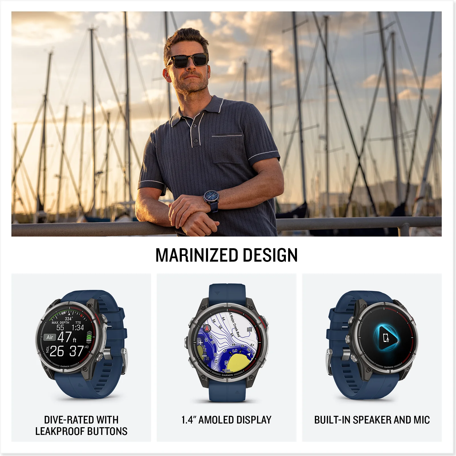 Garmin Quatix 8 AMOLED Marine GPS Smartwatch