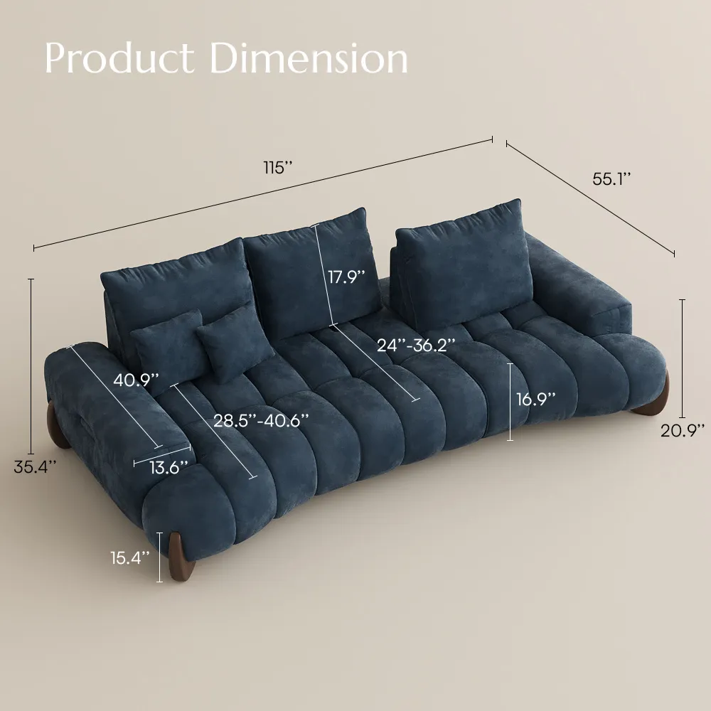 Modern  Sofa with Adjustable Cushions and Deep Seat