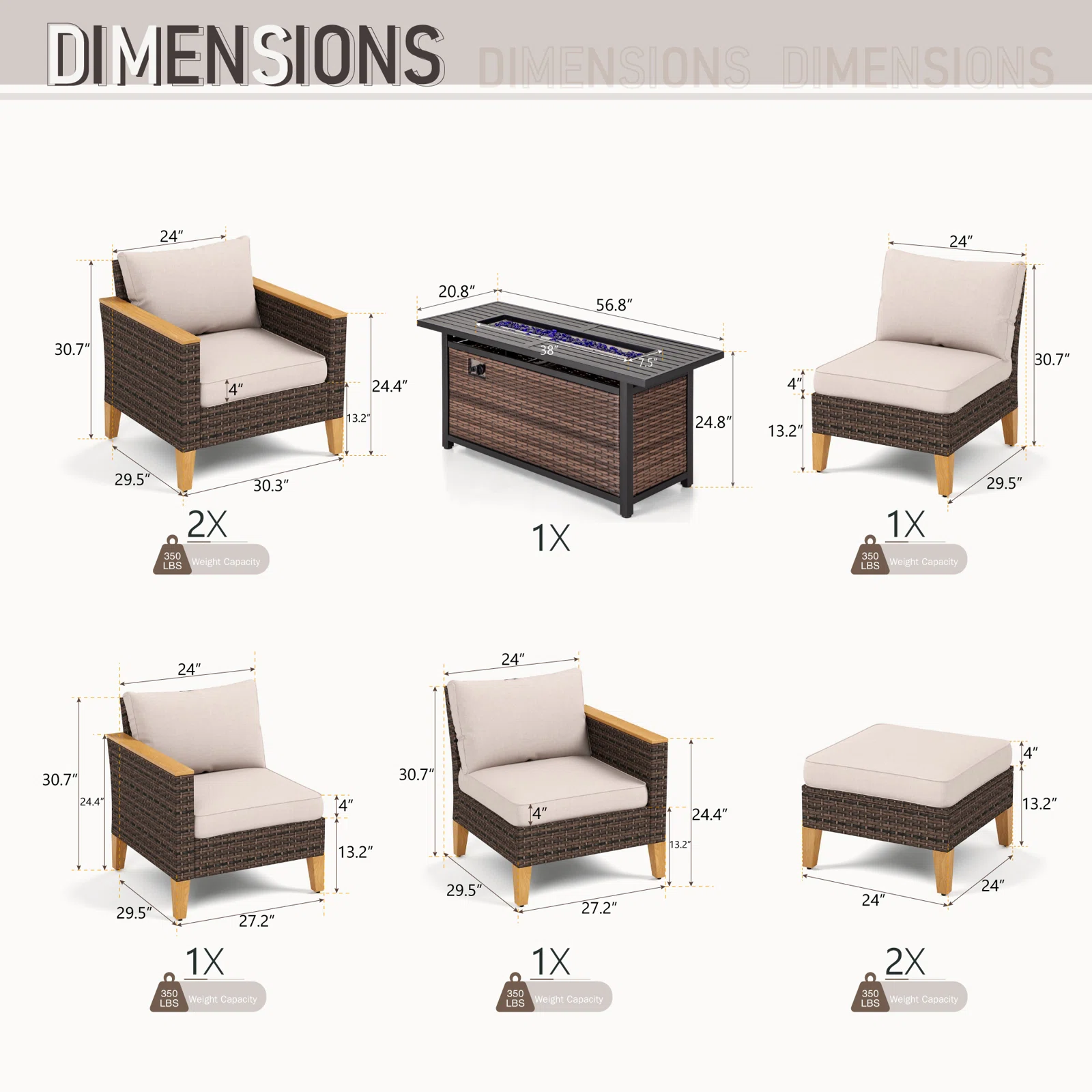 Wicker 9 - Person Garden Lounge Set with Cushions