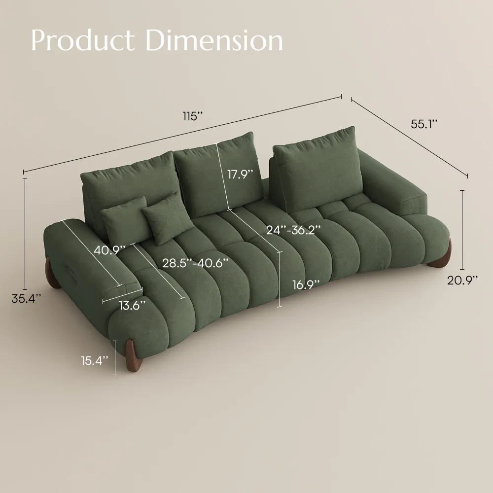 Modern  Sofa with Adjustable Cushions and Deep Seat