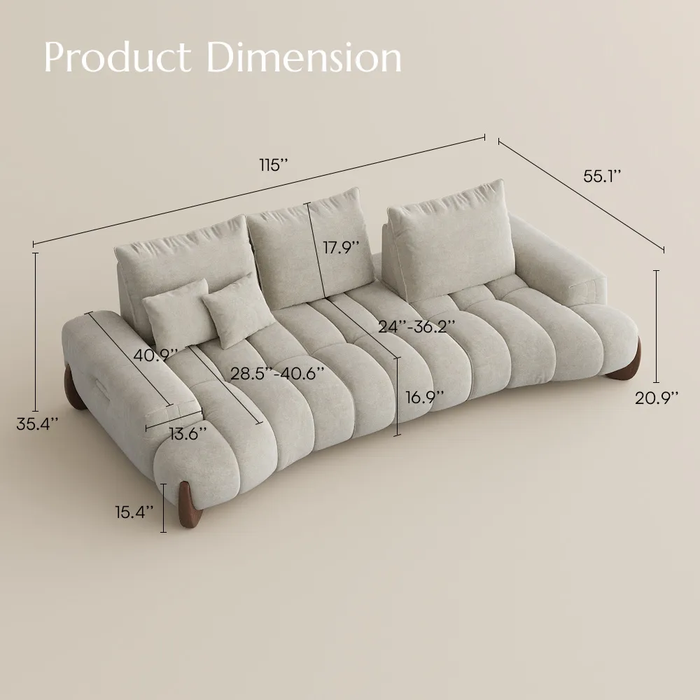 Modern  Sofa with Adjustable Cushions and Deep Seat