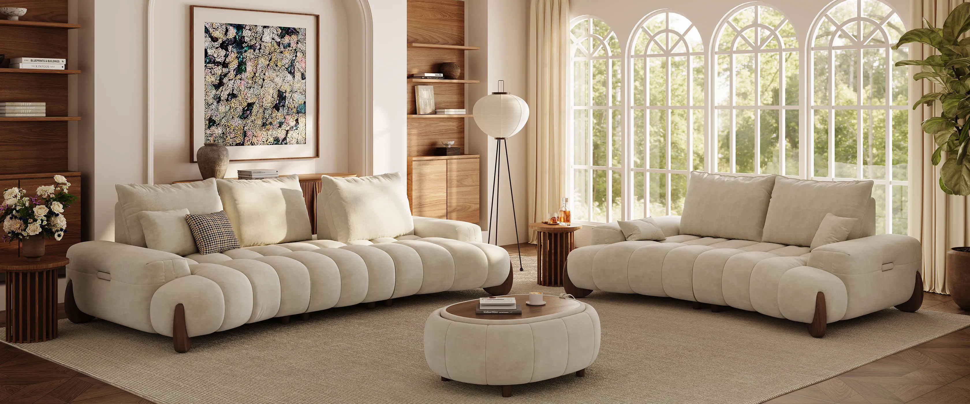 Modern  Sofa with Adjustable Cushions and Deep Seat