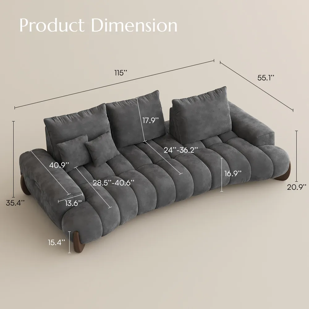 Modern  Sofa with Adjustable Cushions and Deep Seat