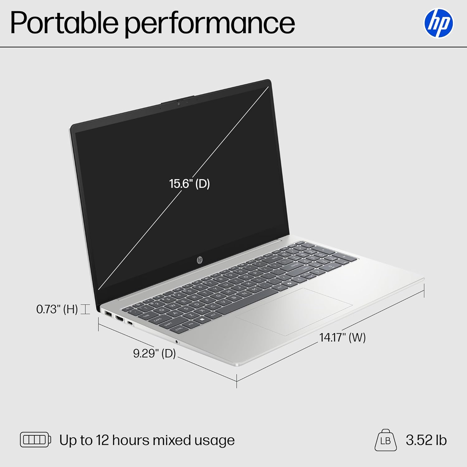 HP 15.6 inch Laptop, HD Touchscreen Display,Windows 11 Home, Natural Silver
