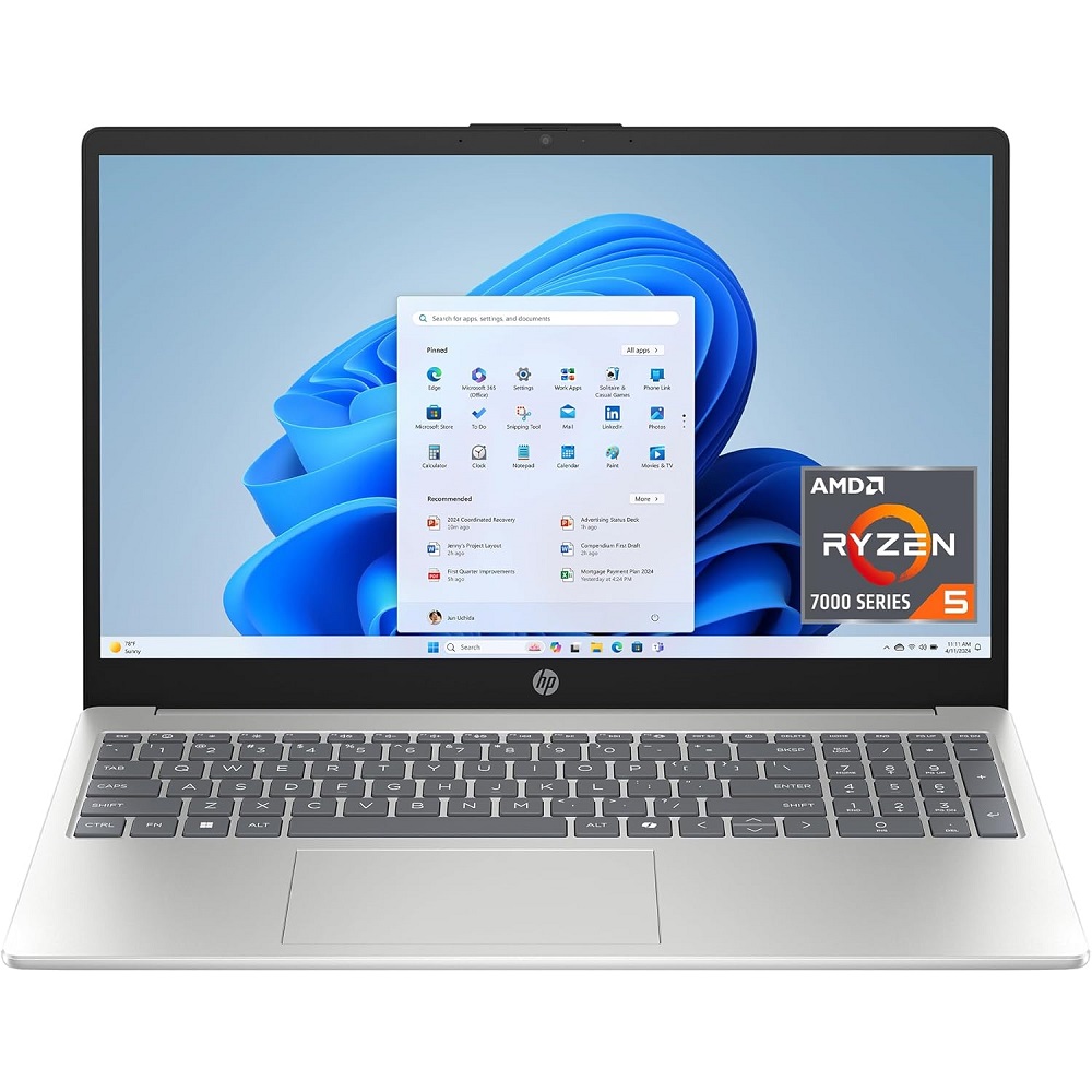 HP 15.6 inch Laptop, HD Touchscreen Display,Windows 11 Home, Natural Silver