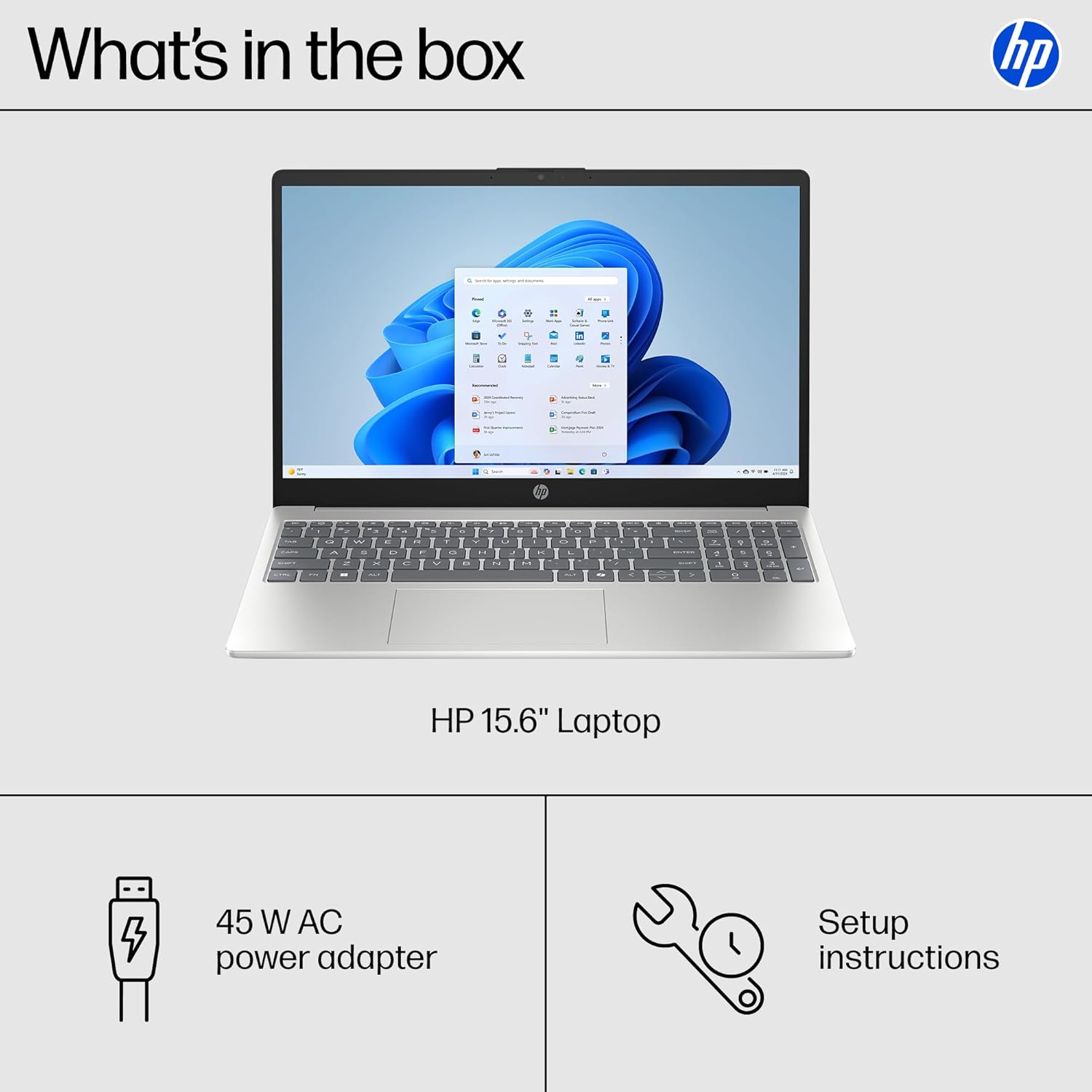 HP 15.6 inch Laptop, HD Touchscreen Display,Windows 11 Home, Natural Silver