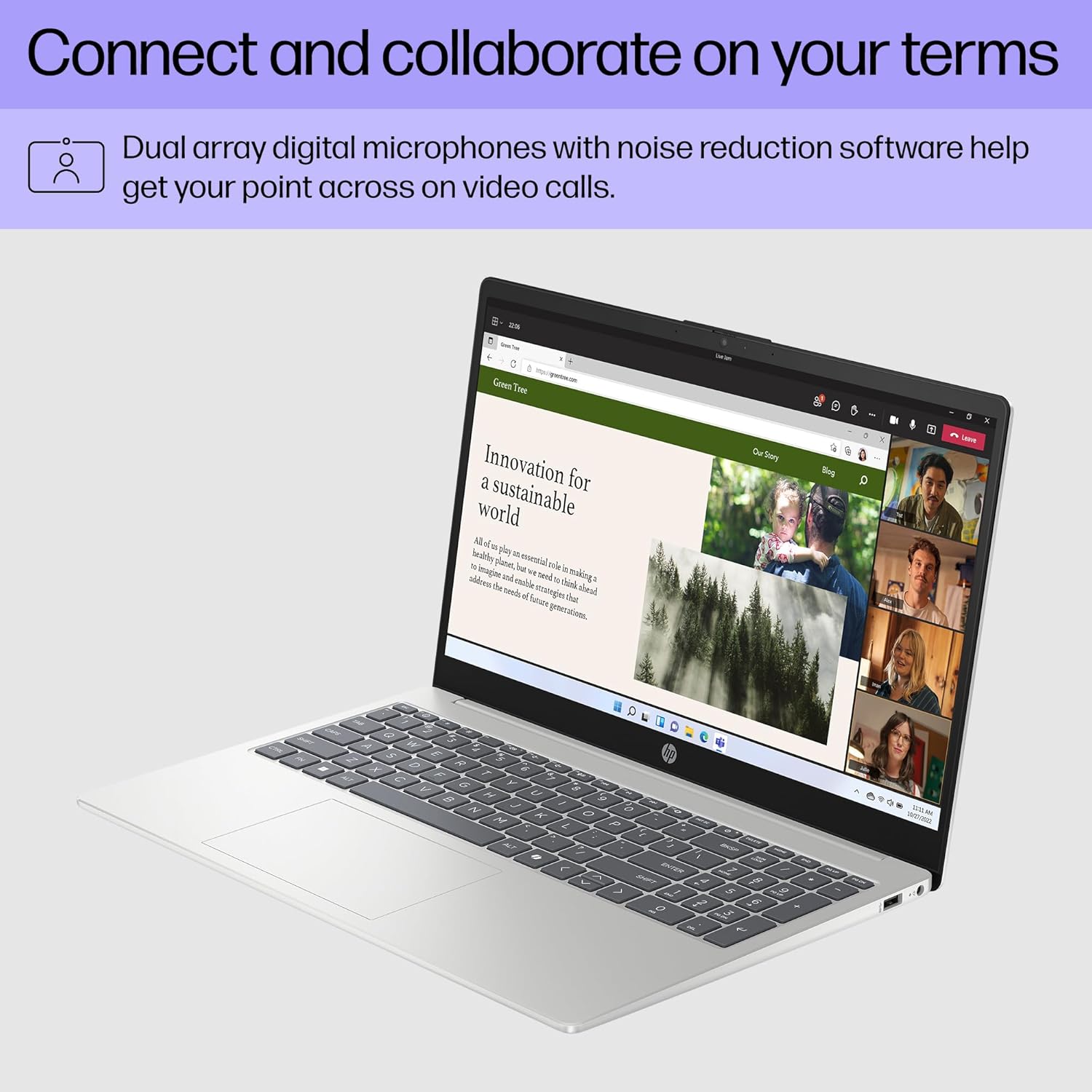 HP 15.6 inch Laptop, HD Touchscreen Display,Windows 11 Home, Natural Silver