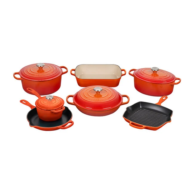 【Limited-Time Sale】Signature Enameled Cast Iron 11-Piece Ultimate Cookware Set