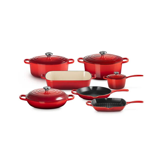 【Limited-Time Sale】Signature Enameled Cast Iron 11-Piece Ultimate Cookware Set
