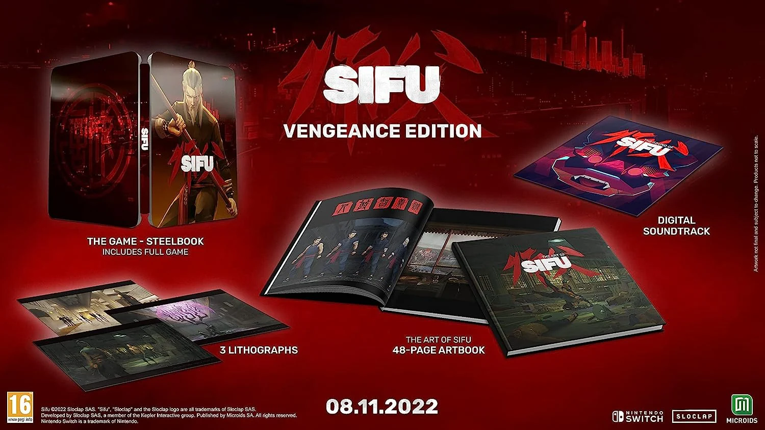 SIFU: Steelbook Bundle - Game + 3 Lithographs - Digitial Soundtrack Nintendo Switch