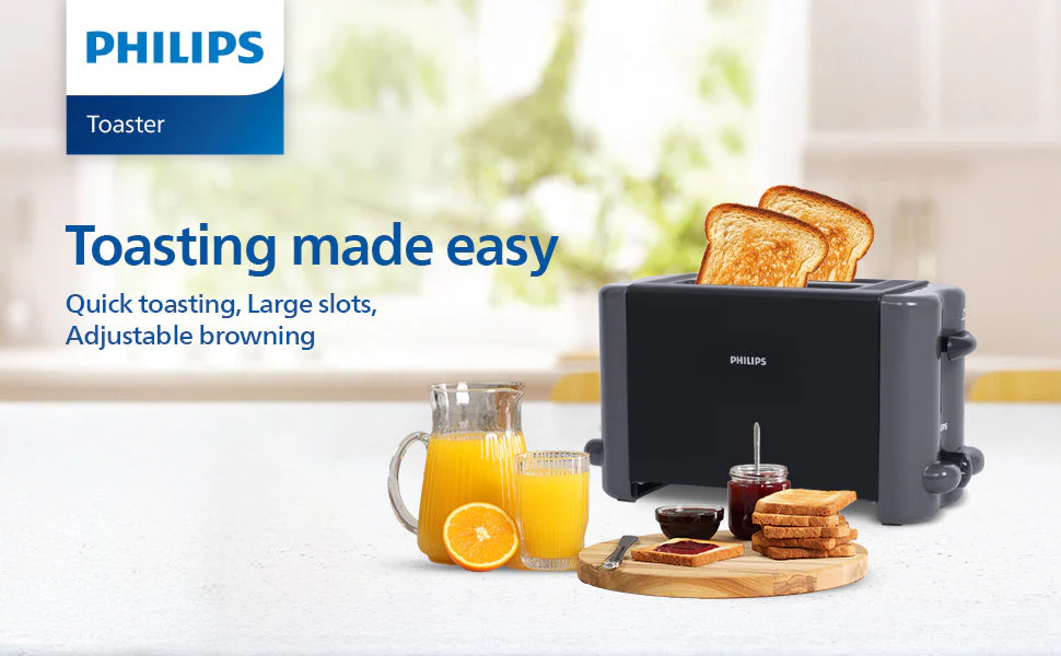 Philips 800W Pop-Up Toaster with 8-Level Browning - HD2512/00