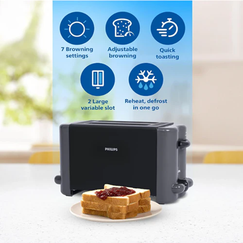 Philips 800W Pop-Up Toaster with 8-Level Browning - HD2512/00
