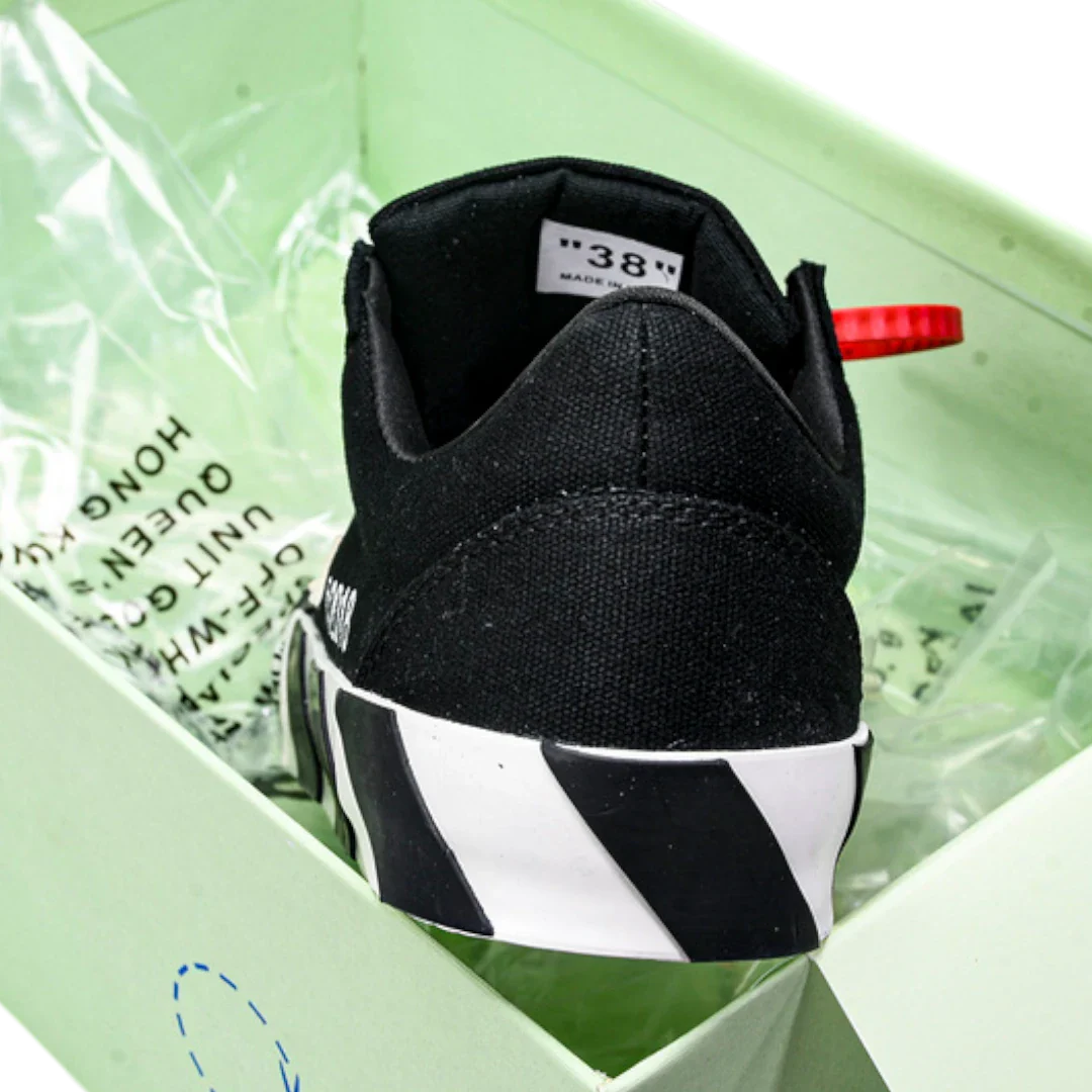 Off-White Vulc Low 'Black' ('C 2018) Old Stripes