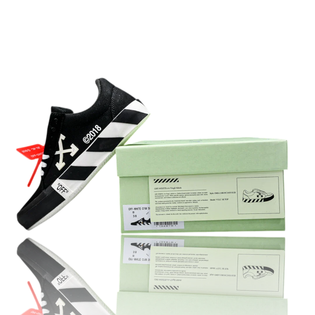 Off-White Vulc Low 'Black' ('C 2018) Old Stripes