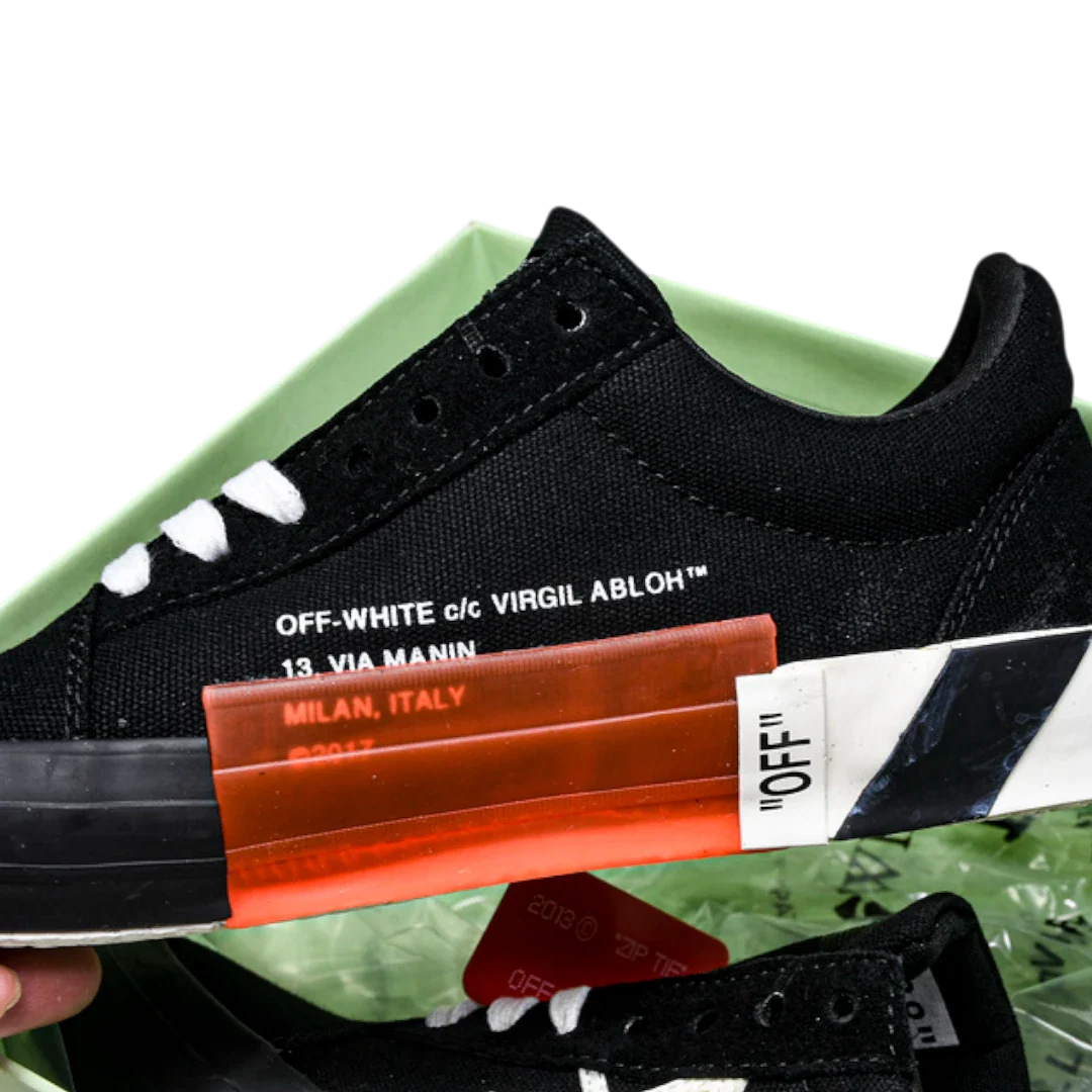 Off-White Vulc Low 'Black' ('C 2018) Old Stripes