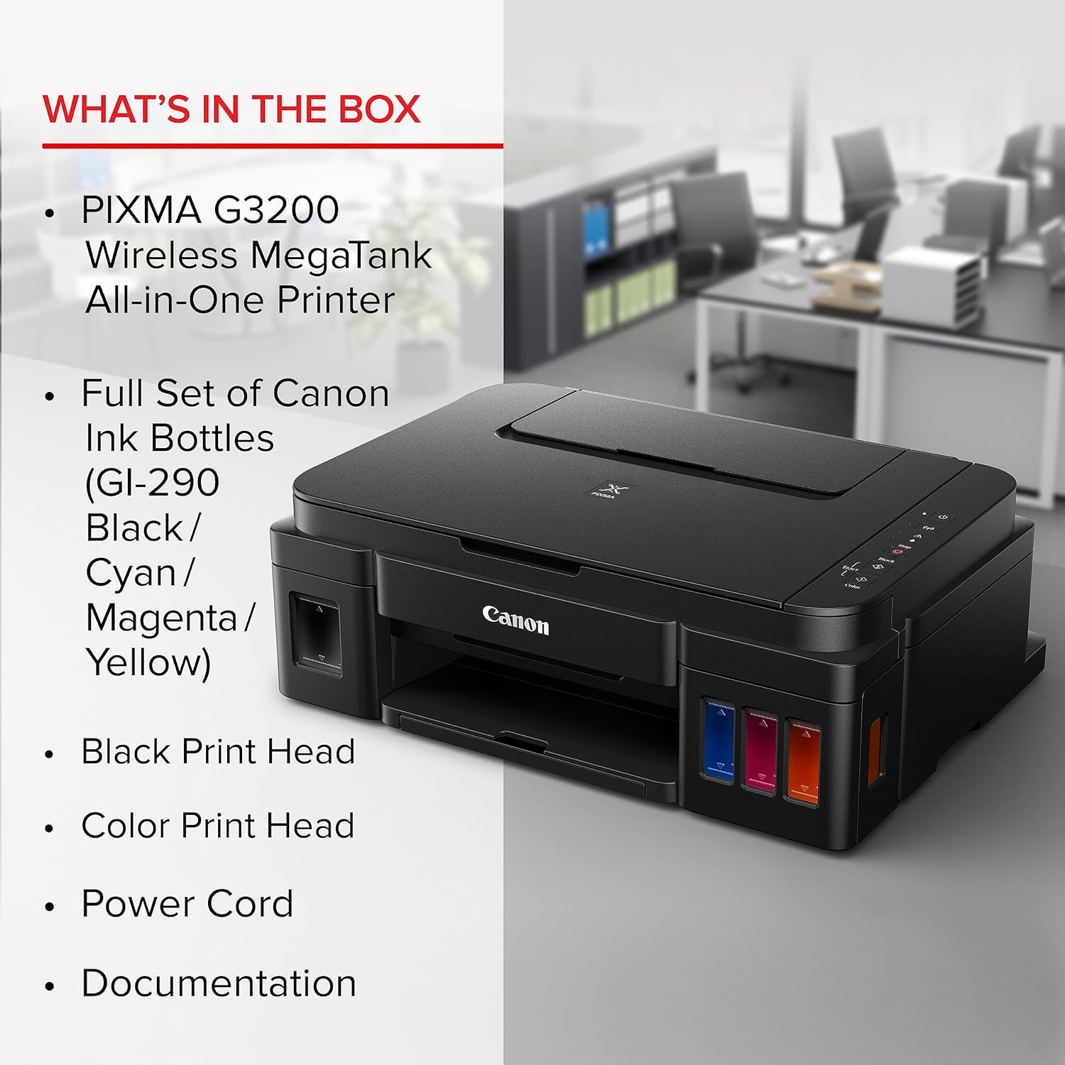 Canon G3200 All-In-One Wireless Supertank (MegaTank) Printer| Copier| Scanner| and Mobile Printing