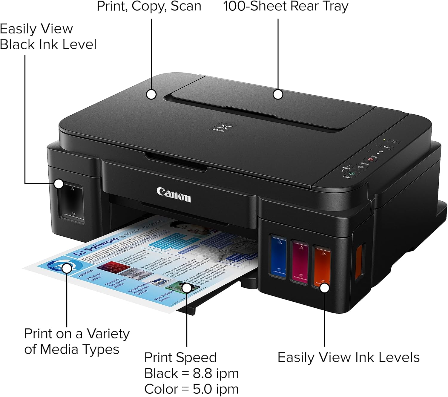 Canon G3200 All-In-One Wireless Supertank (MegaTank) Printer| Copier| Scanner| and Mobile Printing