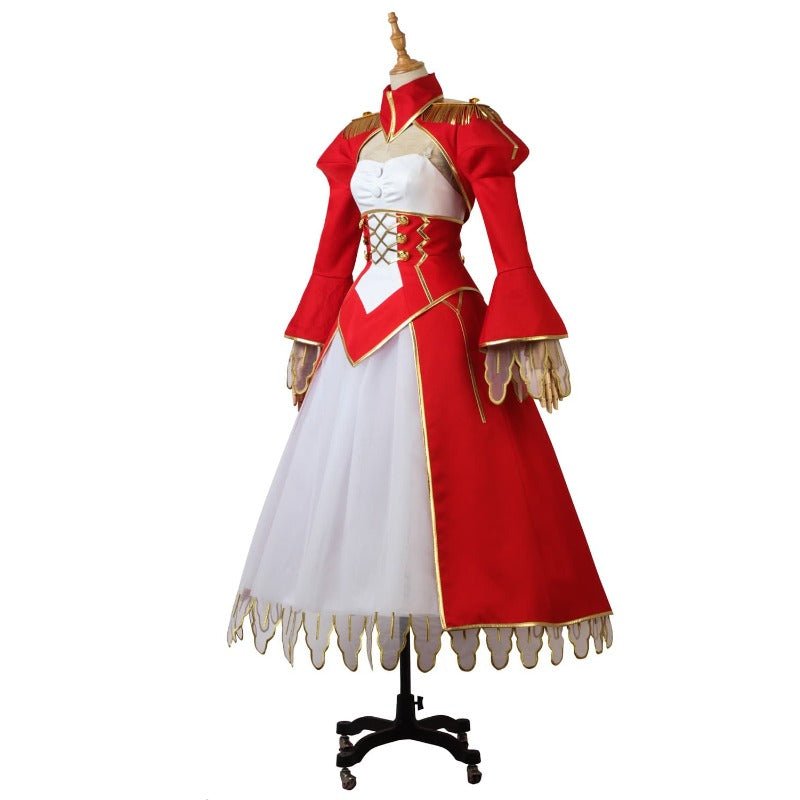 Terno de Cosplay de Nero Claudius Vestido Vermelho e Branco - Traje de Natal Fate/Grand Order - Estrela Cosplay